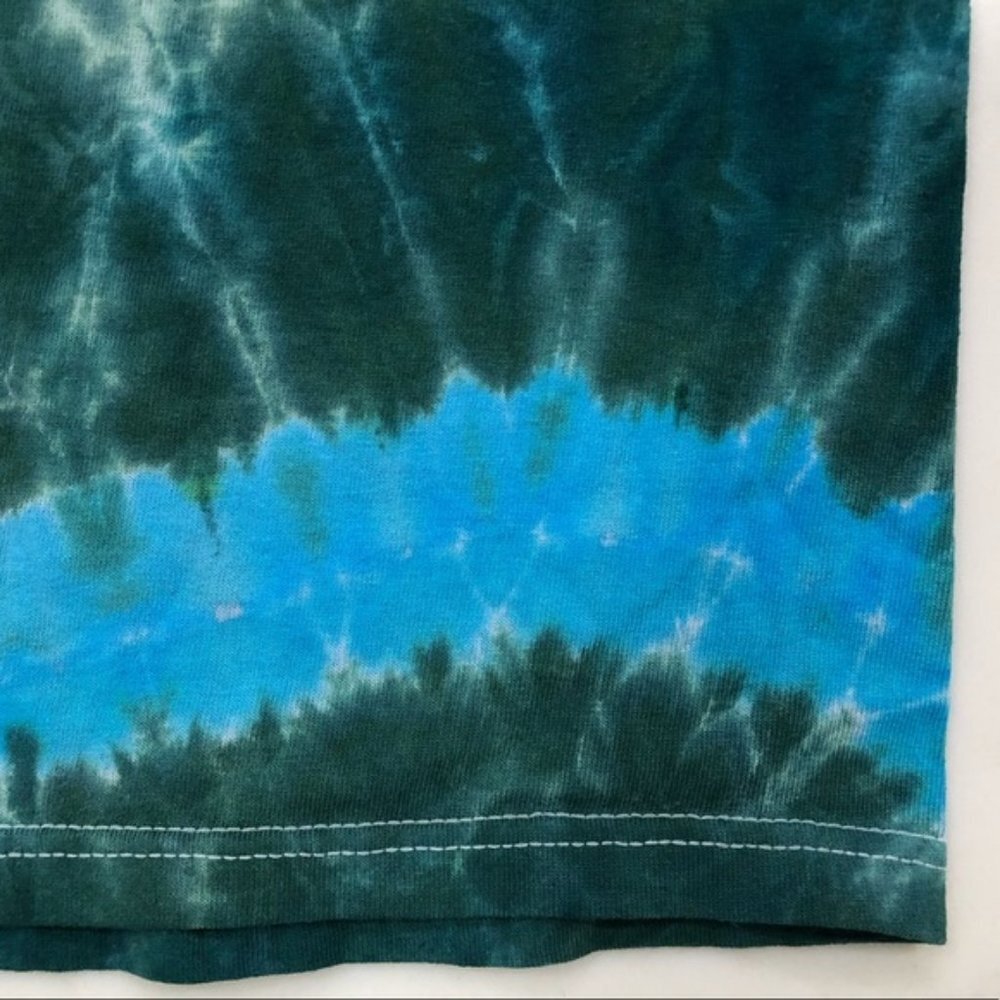 Y2K Tie Dye Cotton Custom T-Shirt Green Size Small - Picture 6 of 8